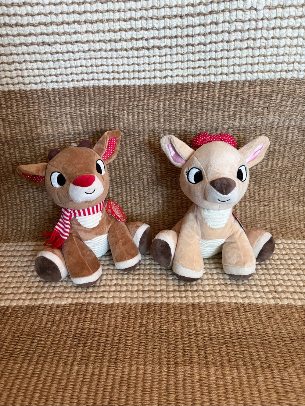 Plush Reindeer Toy - Soft Brown Kids Plush with Red Accents